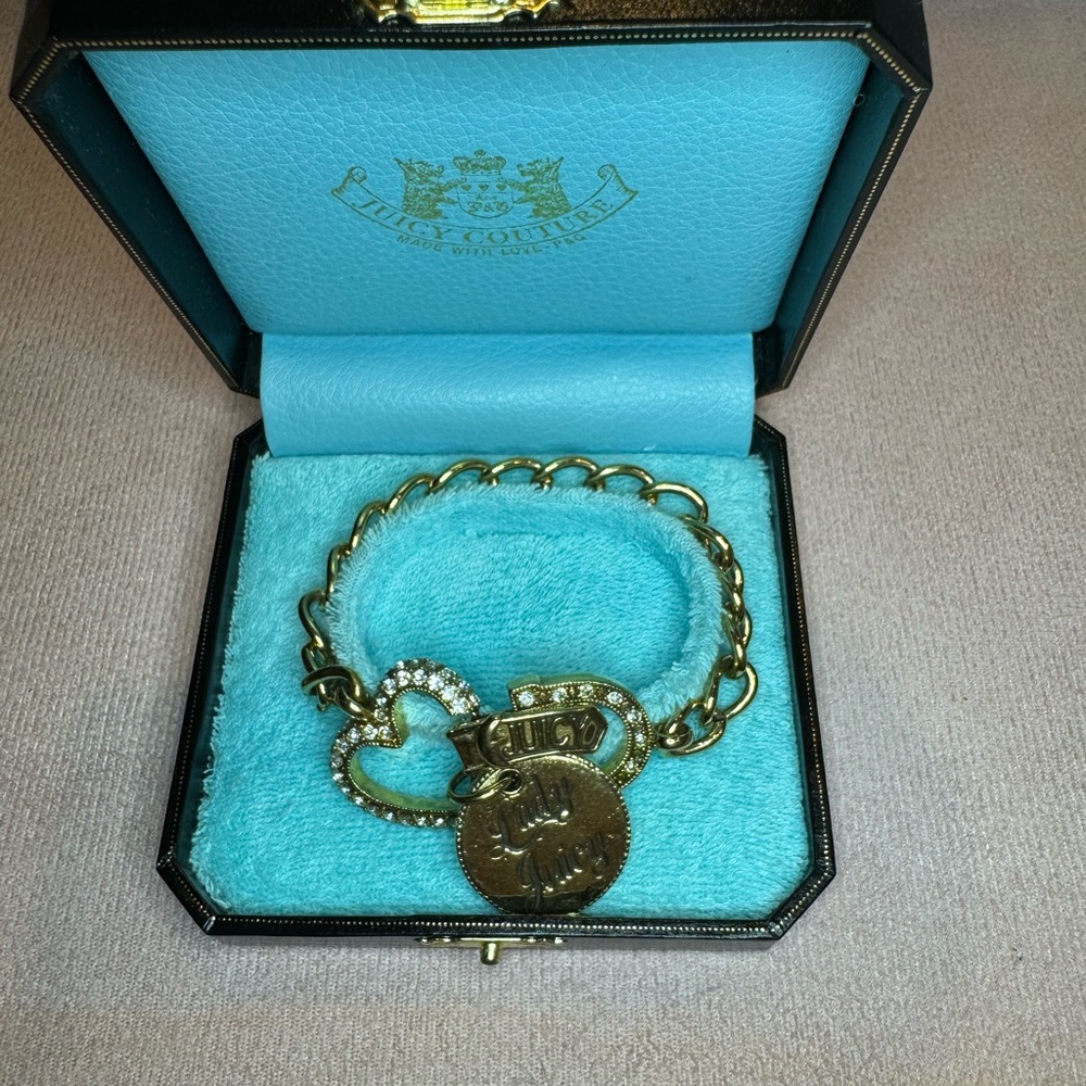 Rare JUICY COUTURE Crystal "Lady Lucky" Charm Bracelet Heart Horseshoe